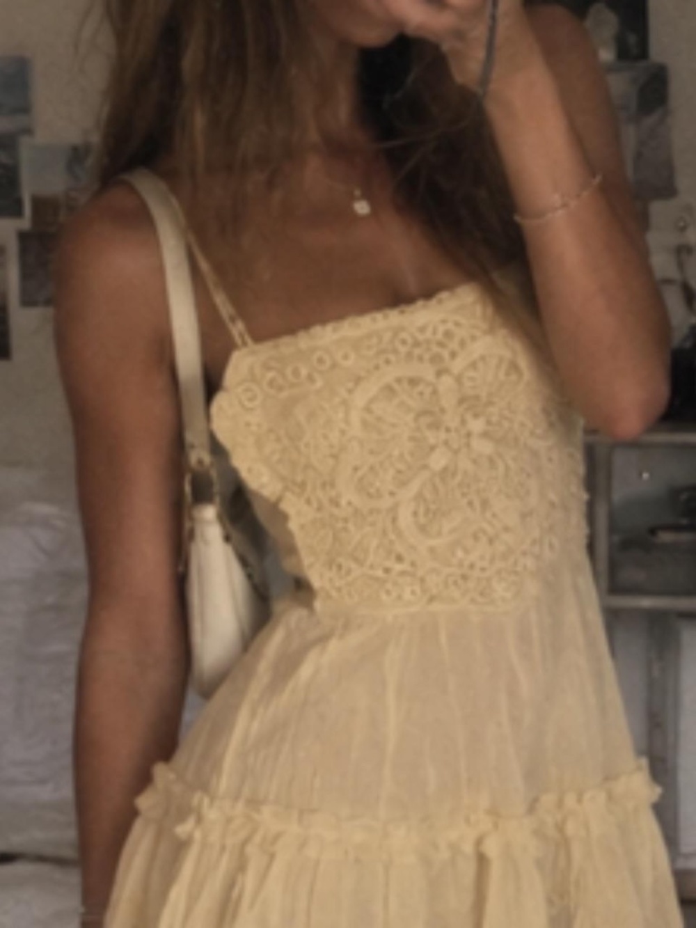 butter yellow lace babydoll dress